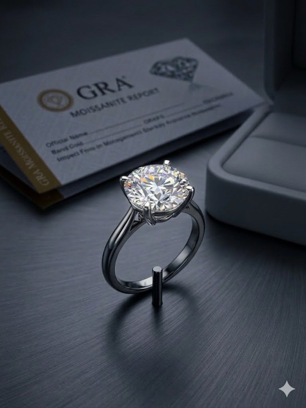 NWT 5ct Moissanite Round Brilliant Ring (S925 Sterling Silver) - Size 8